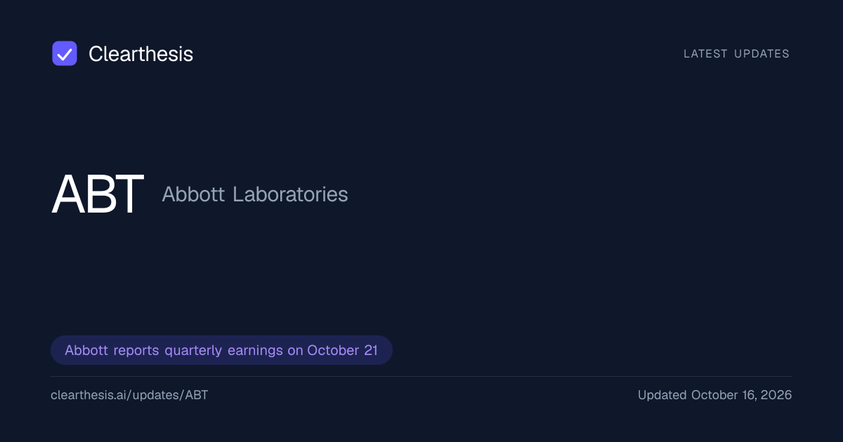 Abbott Laboratories (ABT) Stock News, Oct 2026 | Clearthesis