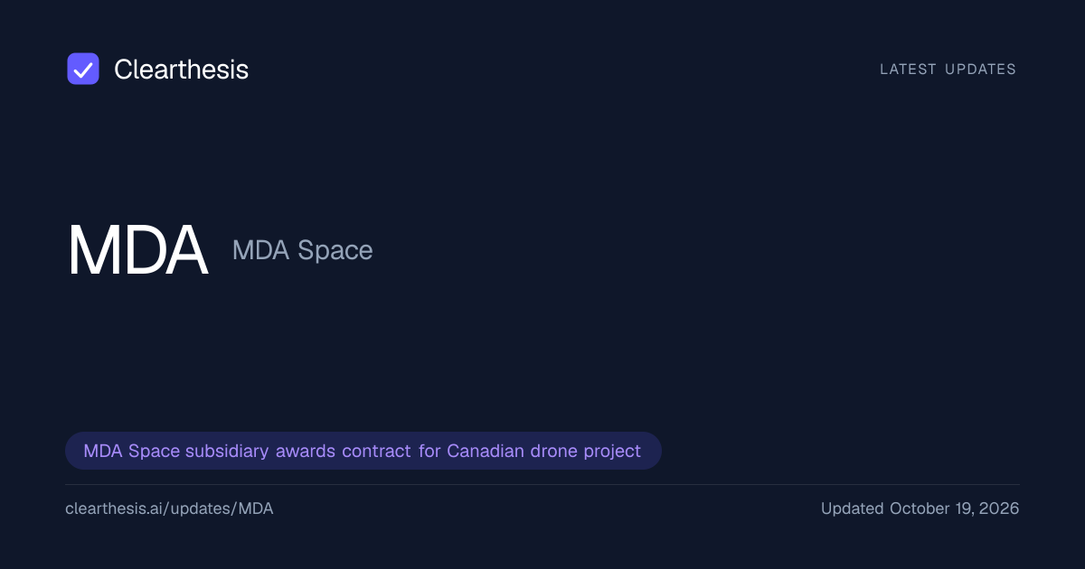 MDA Space (MDA) Stock News: Why It's Moving, Oct 2026 | Clearthesis